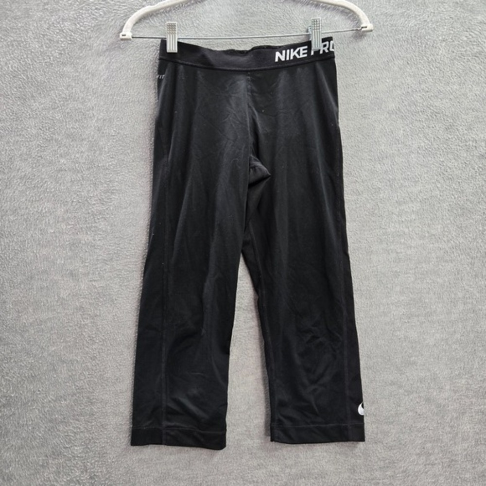 Nike Pro Women Activewear Pants Small Black Core Dri Fit Training Capri Swoosh